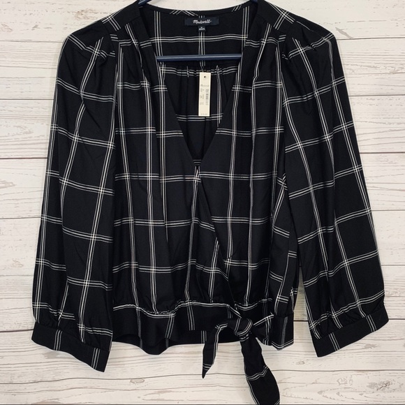 Madewell Wrap Top In Window Pane M - Picture 4 of 6